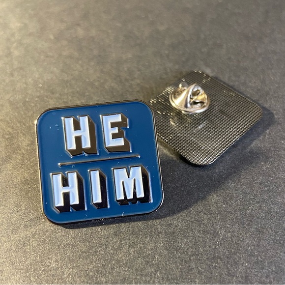 He/Him Pronoun Enamel Pin - Picture 1 of 1